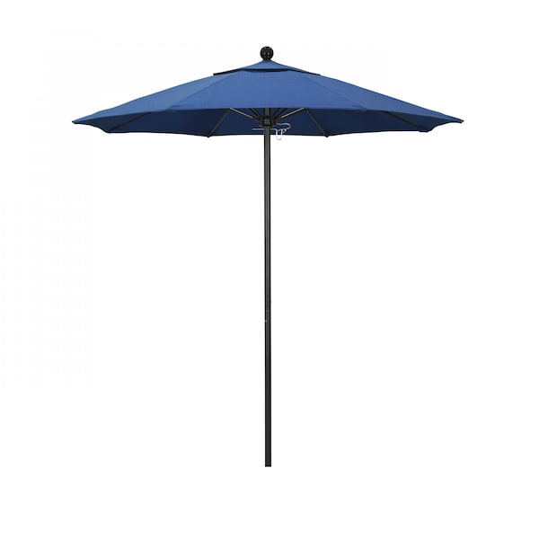 California Umbrella 7.5' Black Aluminum Market Patio Umbrella, Sunbrella Regatta 194061334539 - main
